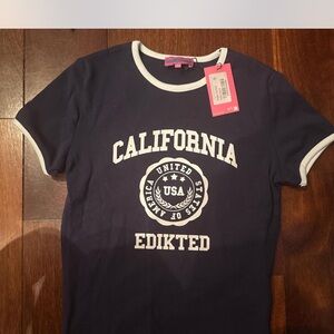 Edikted Dark Blue Tee with White Trim new with tags